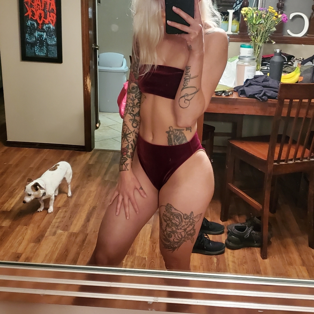 LA Hearts Velvet Bikini Top